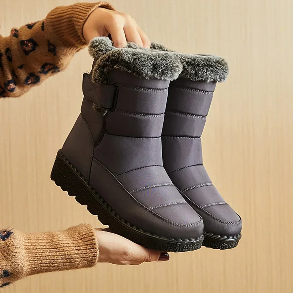 Women's Waterproof Mid-Calf Winter Boots with Plush Lining