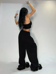 Casual and Comfy Grey Sweatpants for Women with Starchy Waist Loose Fit and Parachute Pants