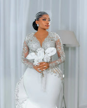 Long-Sleeve Lace Beaded Dress | OWNLUXE