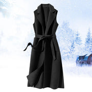 Women's Woolen Vest Jacket – Long Sleeveless Winter Layer Coat