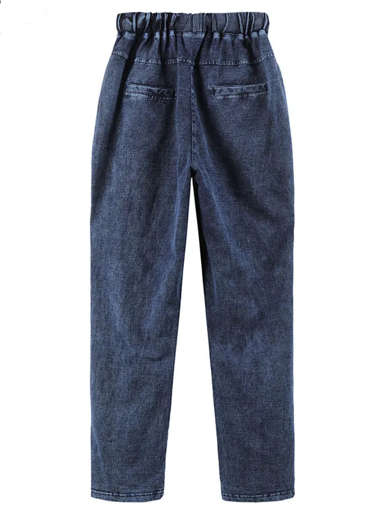 Women's Plus Size High Waist Jeans - Slim Fit Stretch Denim Pants