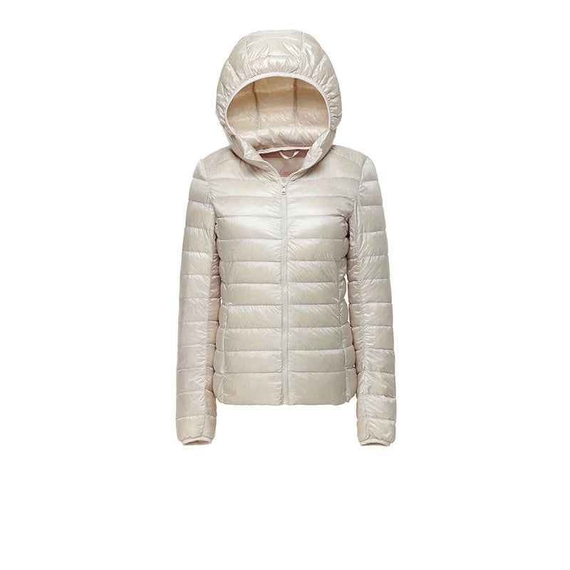 Women Hooded Short Puffer Jackets Arrivals 90 White Duck | OWNLUXE