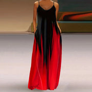 Colorful Gradient V-Neck Maxi Dress – Sleeveless Backless Summer Dress | OWNLUXE