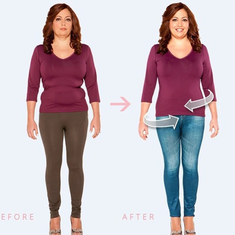 Faux Denim Leggings – High Waist Shapewear