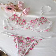 Soutien-Gorge Brodé Dentelle Femme Ultra Mince Transparent Sans Rembourrage Armature Push Up Doux Lingerie Séduisante 32-38