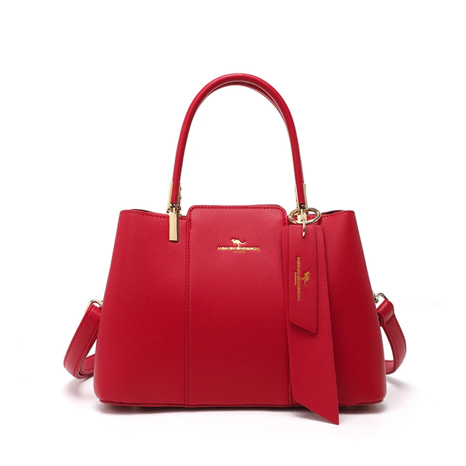 Soft Leather Shoulder Bag - Large Capacity Minimalist Tote for Women