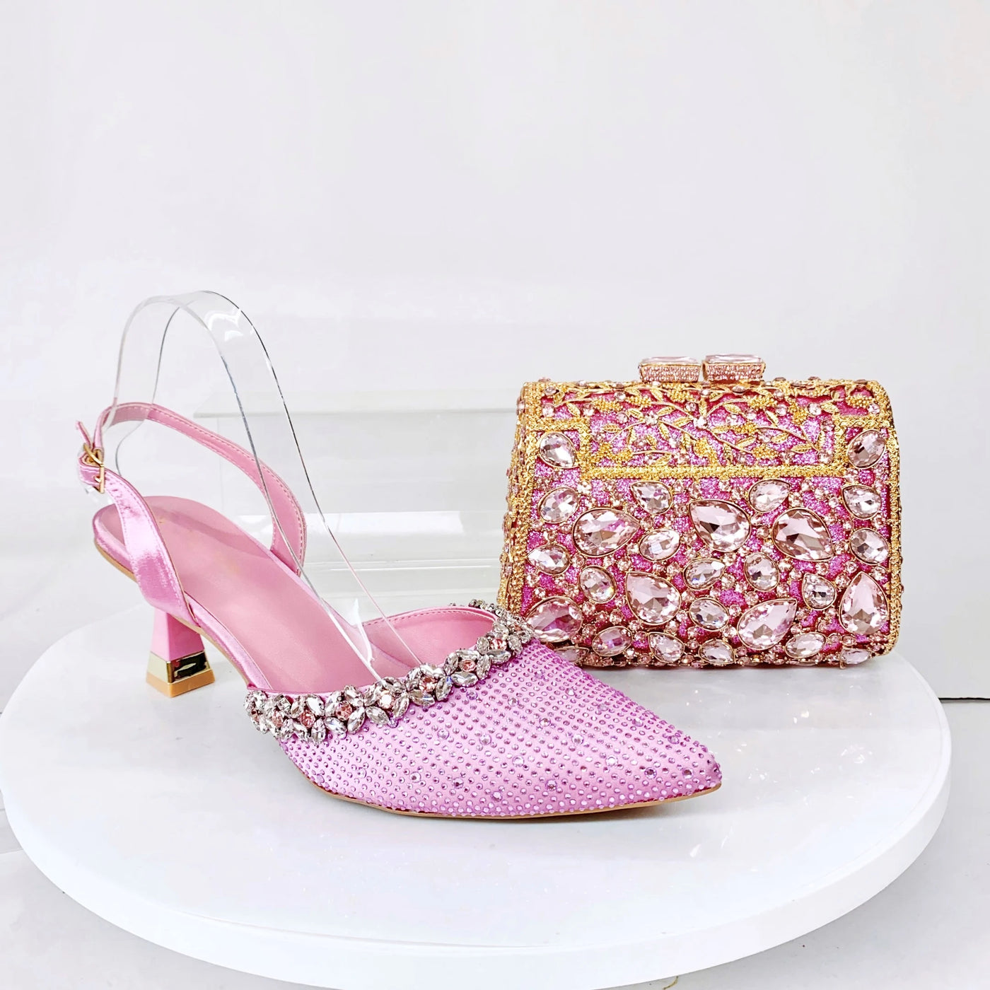 Crystal Sandals and Clutch Bag Set – Rhinestone Party Heels