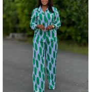 Women’s Printed Casual Set – Loose Fit High-Waist Two-Piece