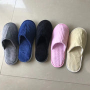 Disposable Hotel Spa Slippers – 5 Pairs Plush Cotton Slides