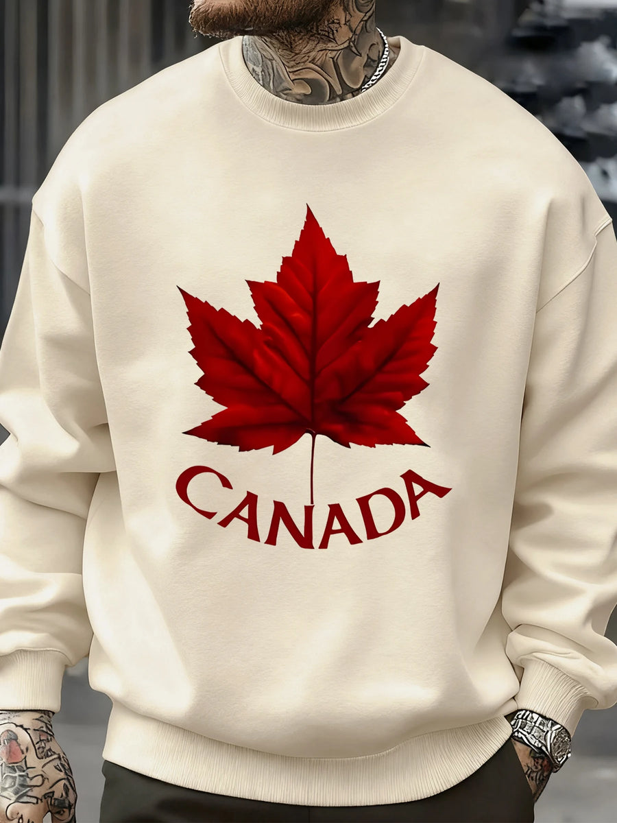 Canada Maple Leaf Fleece Pullover Sweatshirt – Unisex Oversized Casual Top | OWNLUXE