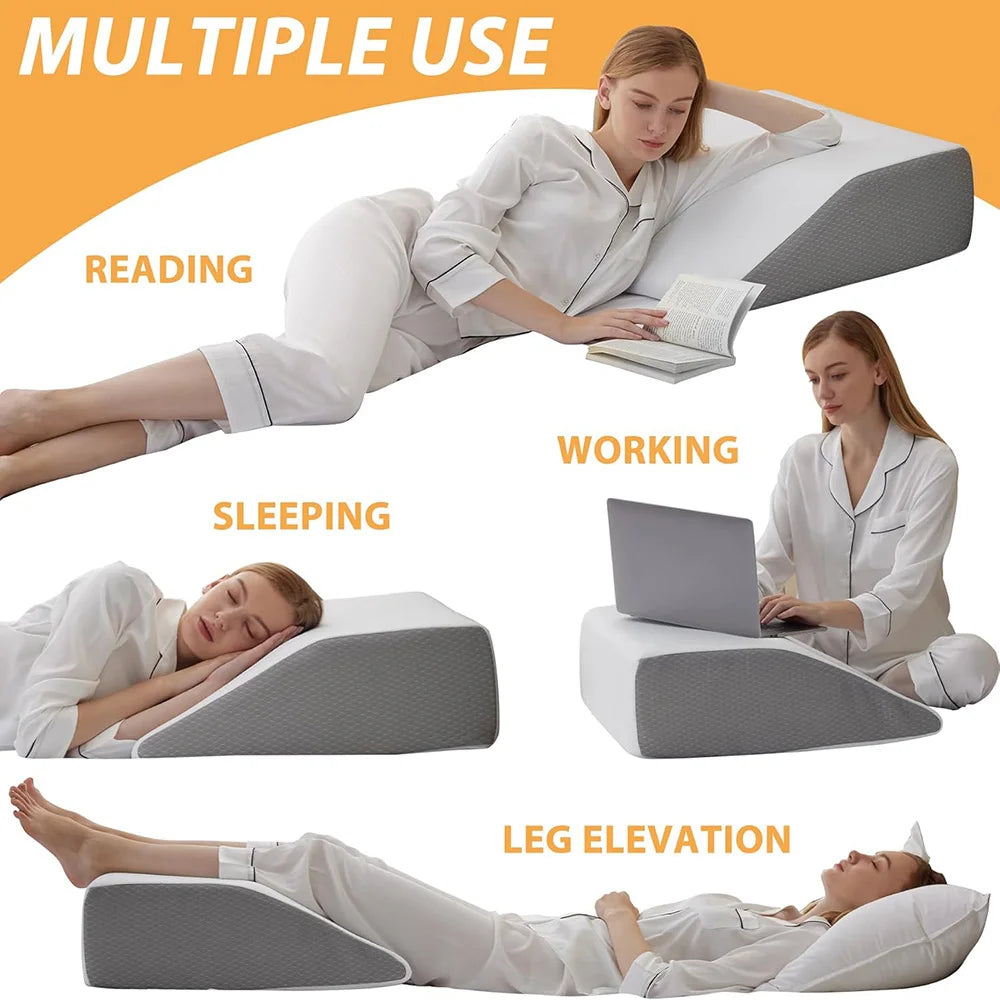 8-Inch Leg Elevating Pillow - Memory Foam Wedge for Side Sleeping & Rest