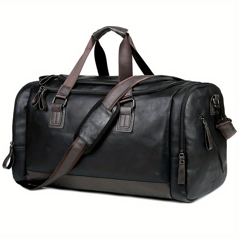 Multi-Compartment PU Leather Adjustable Travel Duffel Bag | OWNLUXE