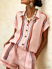 Women's Striped Two Piece Shorts | OWNLUXE
