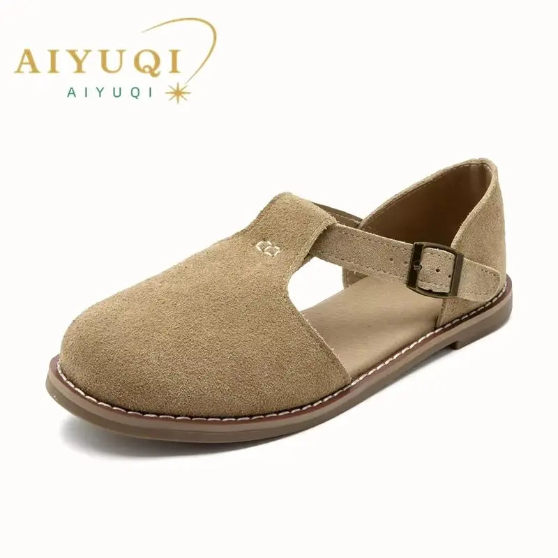 Women's Leather Retro Sandals (Camel) – Shop at OWNLUXE
