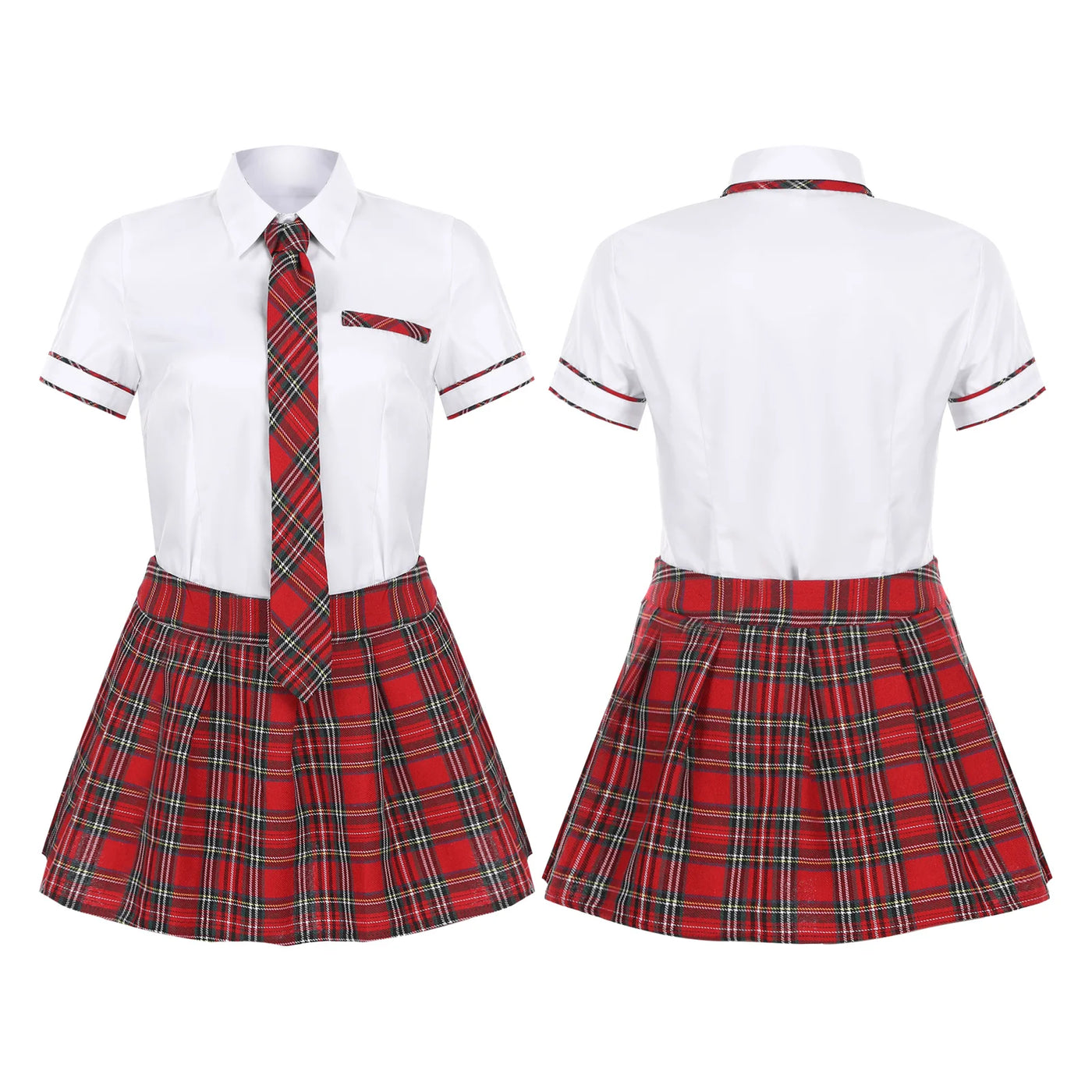 School Uniform Costume Set – 3-Piece Shirt, Skirt & Tie