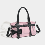 PU Canvas Travel Duffle Bag with Drawbar – Hard Case Rolling Luggage