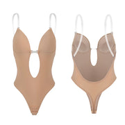 Backless Bodysuit Shapewear – Built-In Bra, U-Plunge & Open Crotch Faja | OWNLUXE