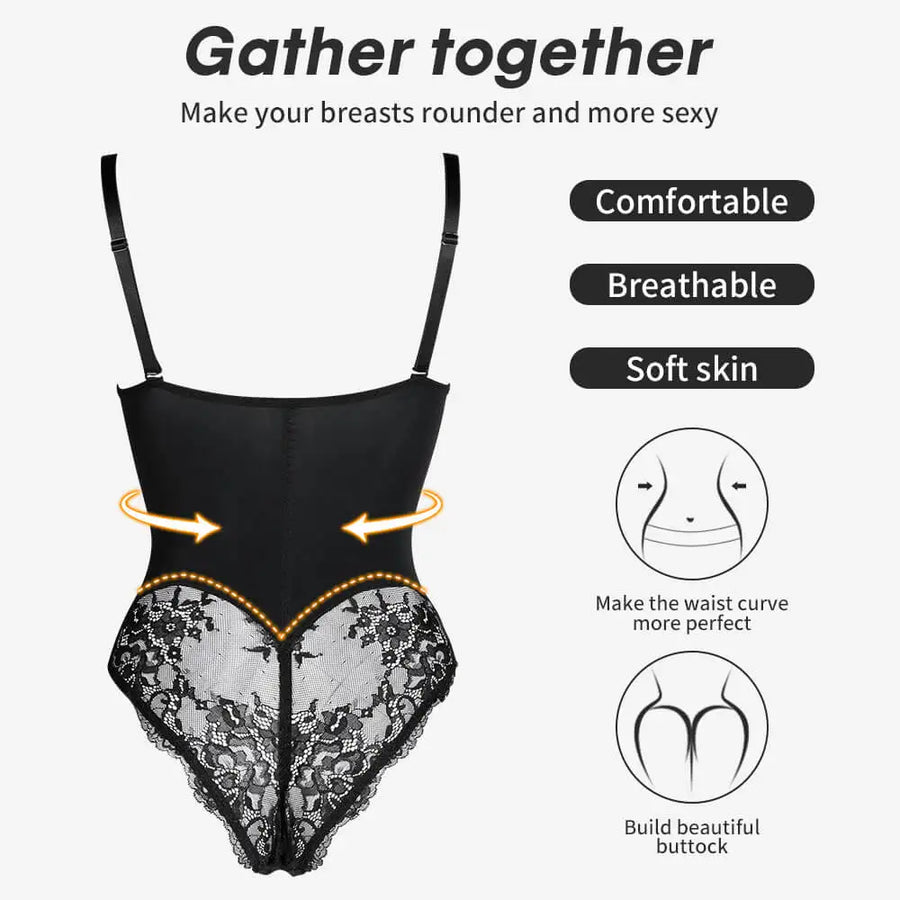 Lace Crotchless Tummy-Control Body Shaper | OWNLUXE