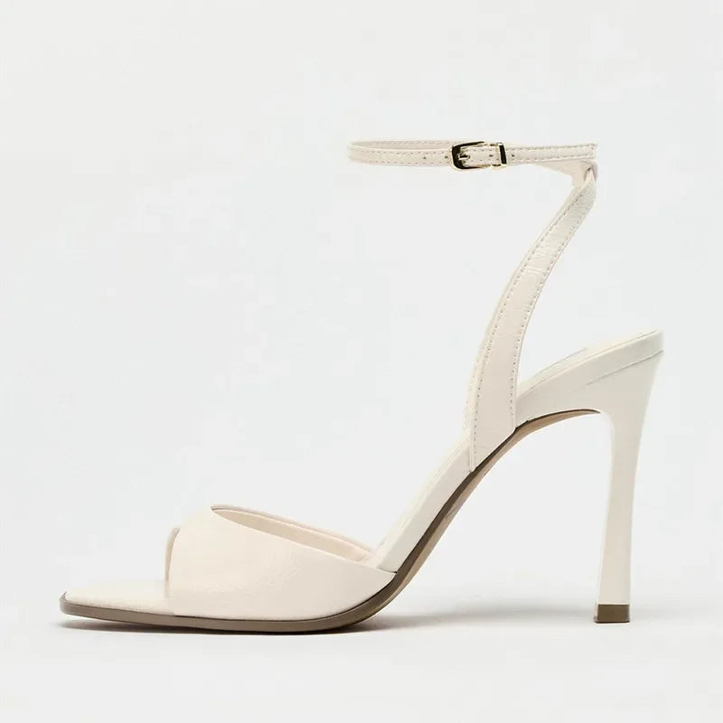 Elegant Ankle Strap High Heels Ladies Square Toe Fashion Party Dress Shoes Office Hollow Sexy Designer Brand Sandals Women Pumps