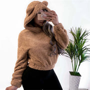Women's Long Sleeve Hooded Hoodie (Dark Grey) | OWNLUXE