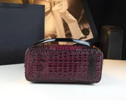 Genuine Leather Crocodile Print Tote - 2025 Trend Bucket Bag
