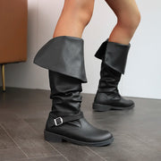 Mid-Calf Chelsea Boots with Low Square Heel – Casual Slip-On Style