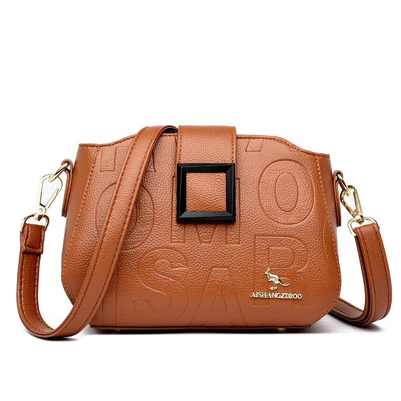 New High Quality Letters Leather Luxury Handbags Women Small Designer Shoulder Bags Women Fashion Simple Ladies Crossbody Bags