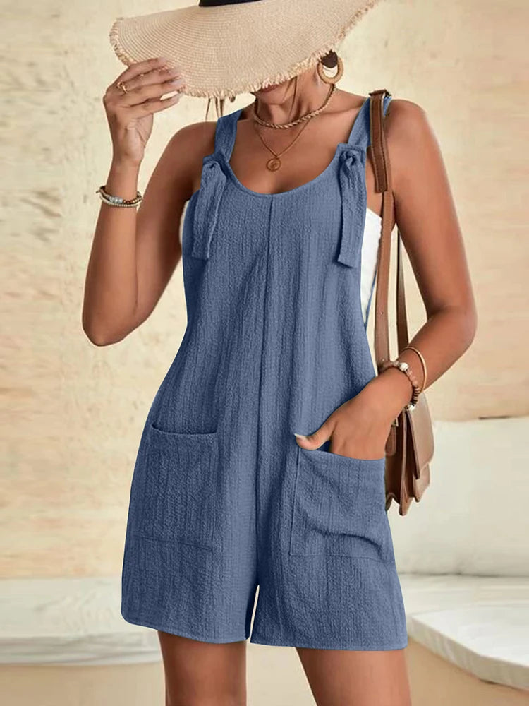 Sleeveless Vintage Relaxed-Fit Pocket Jumpsuit | OWNLUXE