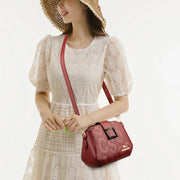 Geometric Flap Crossbody Bag – Microfiber Leather Shoulder Bag with Adjustable Strap