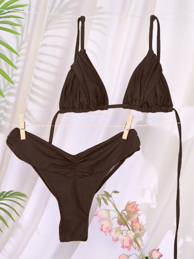 Solid Folds Bikini Set | OWNLUXE