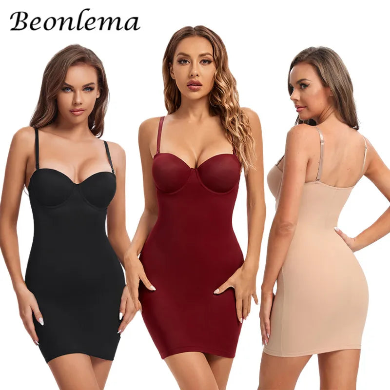 Shapewear Slip Dress with Bra – Tummy Control Body Shaper