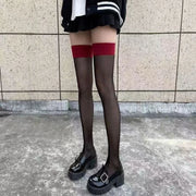 Red Lace Thigh-High Stockings | OWNLUXE