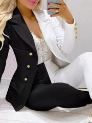Spring Autumn Fashion Blazers Pant Sets Long Sleeve Print Coat Two Piece | OWNLUXE