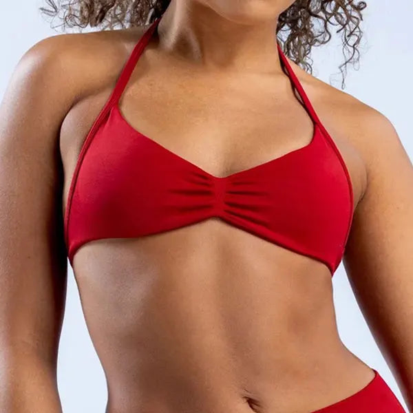 With Logo DF Women Seamless Halter Sports Bra Deep V | OWNLUXE