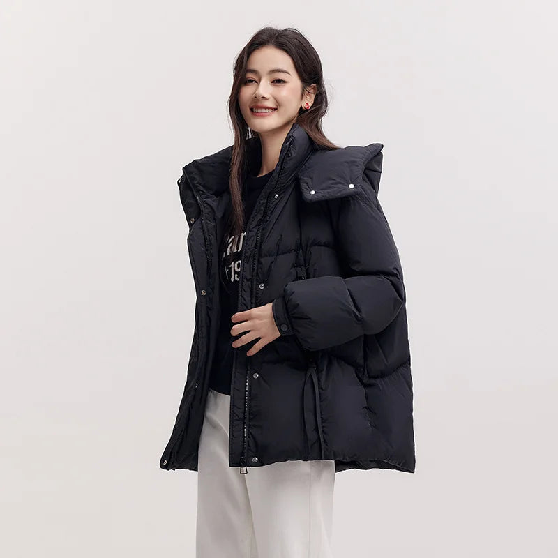 Women's Hooded Puffer Jacket (Black Style 4) | OWNLUXE