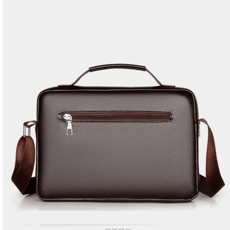 Men's PU Leather Satchel - Rivet Detail Crossbody Bag