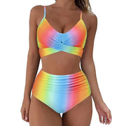 High-Waist Floral Ruched Bikini Set | OWNLUXE