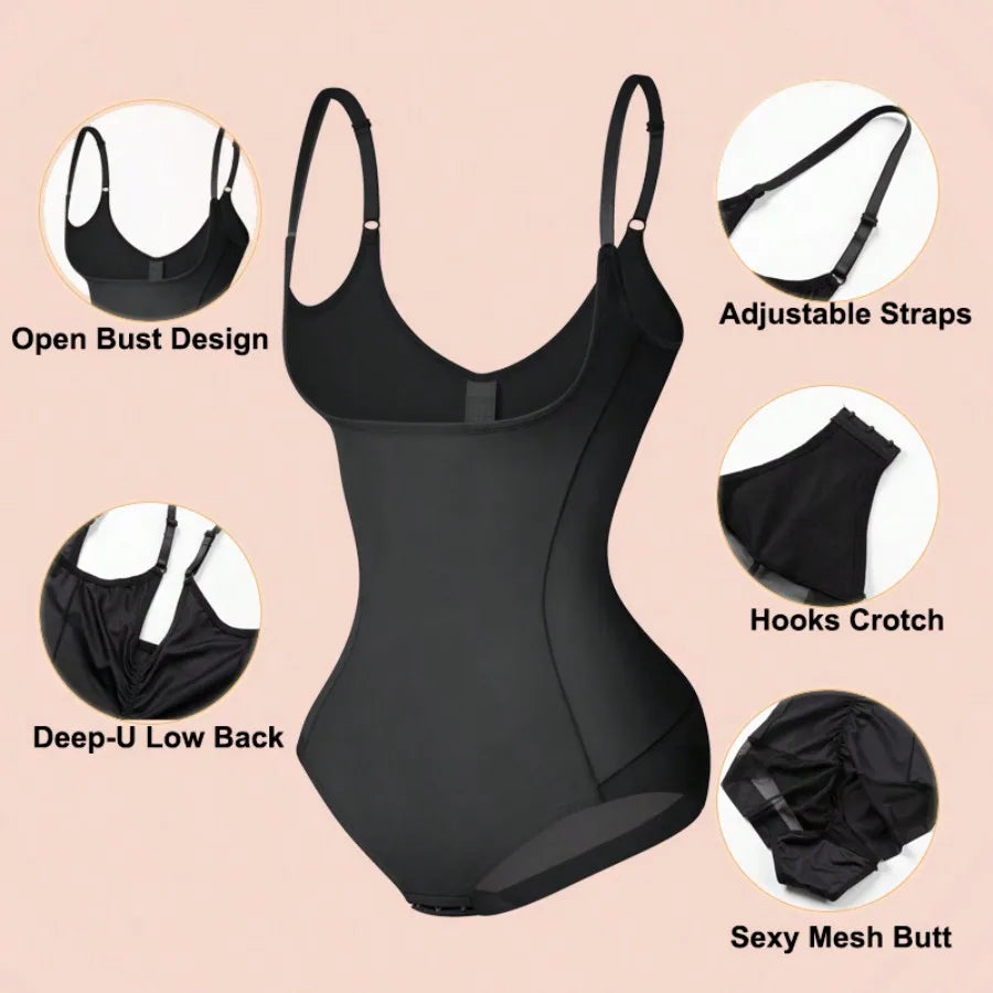 Tummy Control Open Bust Shapewear Bodysuit for Women