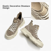 Women's Round-Toe Leather Retro Sneakers | OWNLUXE