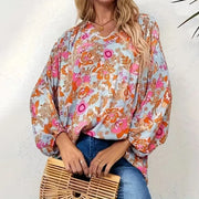 Plus Size Floral Pullover Top – Loose Fit Everyday Tee