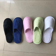 Disposable Hotel Spa Slippers – 5 Pairs Plush Cotton Slides
