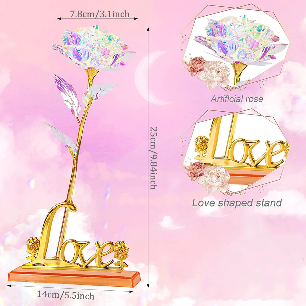 24K Galaxy Rose with Love Stand – Luxury Silk Flower Gift | OWNLUXE