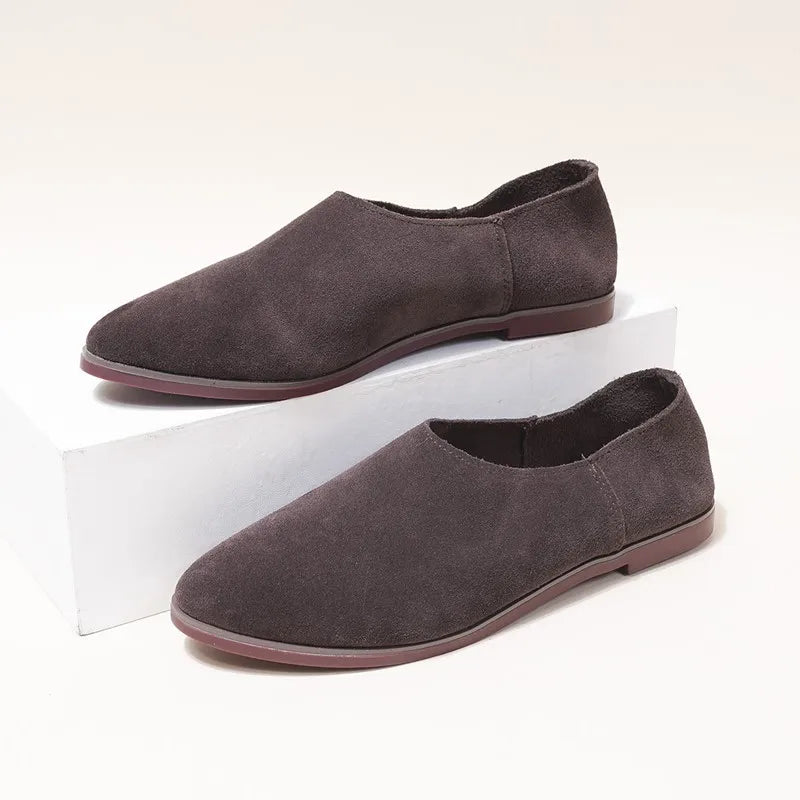 Women's Pointed Toe Leather Loafers (Brown) – Shop at OWNLUXE