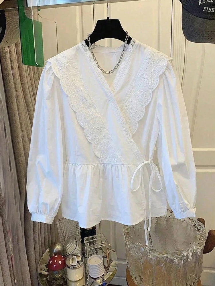 Women's Long-Sleeve Lace Top | OWNLUXE