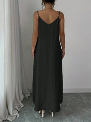 White Backless V-Neck Sleeveless Maxi Dress | OWNLUXE
