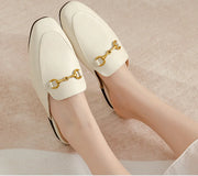 Women’s Chain Detail Flat Mules – Closed Toe Slides