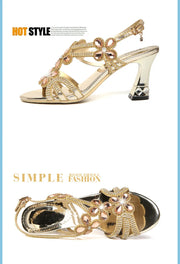 Summer Rhinestone Gladiator Sandals – High Heel Party Shoes
