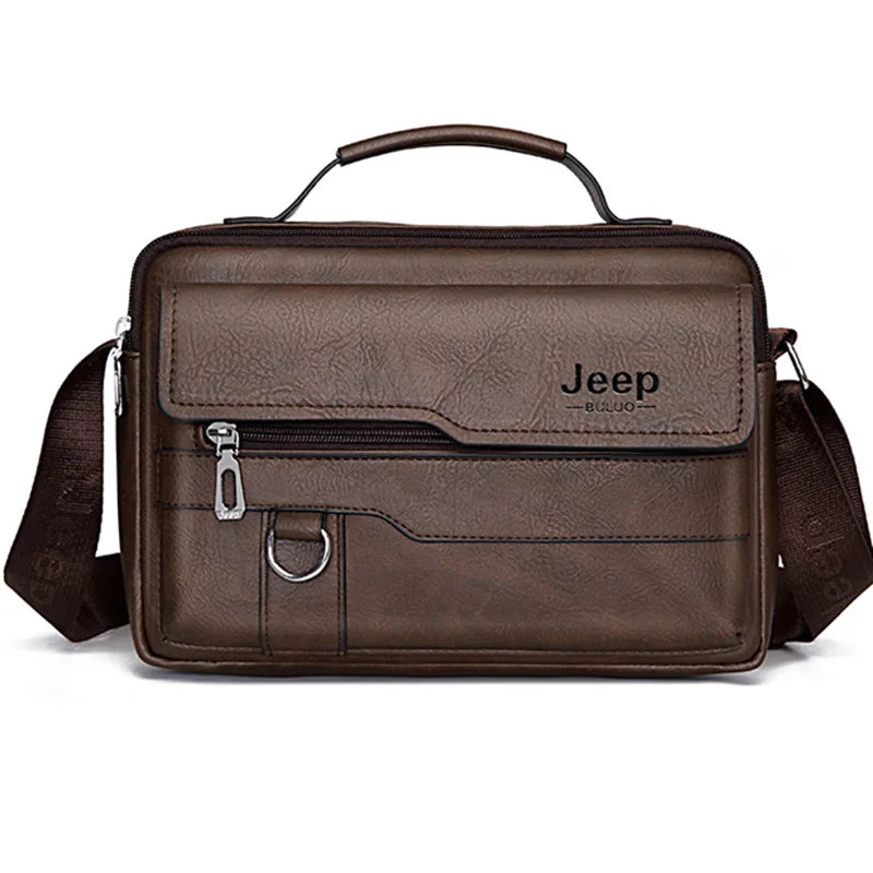 Men's PU Leather Business Tote Bag - Multi-Compartment Brief