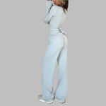 Load image into Gallery viewer, Women’s V-Neck Bandage 2-Piece Set – Slim Top &amp; Wide-Leg Pants | Ensemble 2 pièces pour femme – Haut à col en V et pantalon large
