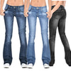Denim Slim-Fit Flared Mid-Waist Pants | OWNLUXE